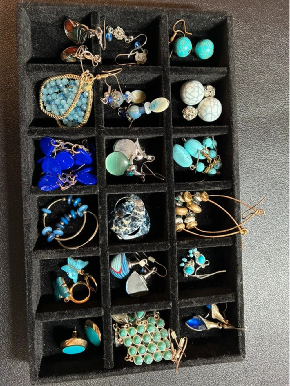 18 Vintage Blue Tone Earring Lot